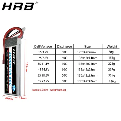 Batterie Lipo 3000 mAh avec connecteur XT60 – image 2