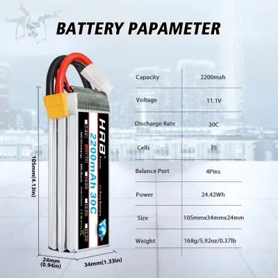 Batterie LiPo 3S 11,1 V 2200 mAh, prise XT60 – image 2