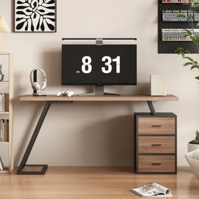 Bureau industriel 3 tiroirs, 138,5 cm, MDF