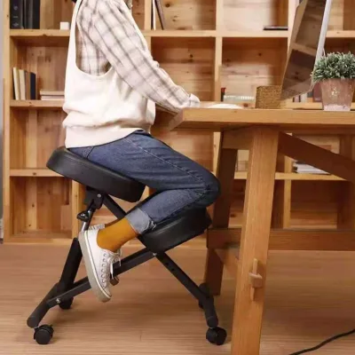 Chaise à genoux ergonomique en acier, noire