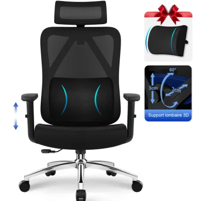 Chaise de bureau ergonomique à roulettes