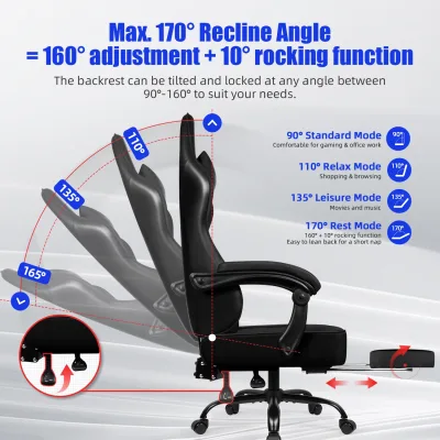 Chaise de bureau inclinable en cuir PU – image 3