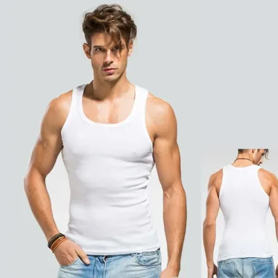 Débardeur homme sans manches en coton – image 2