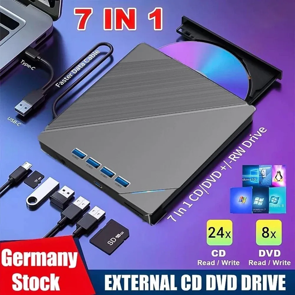 Graveur CD/DVD externe USB 3.0 et Type-C