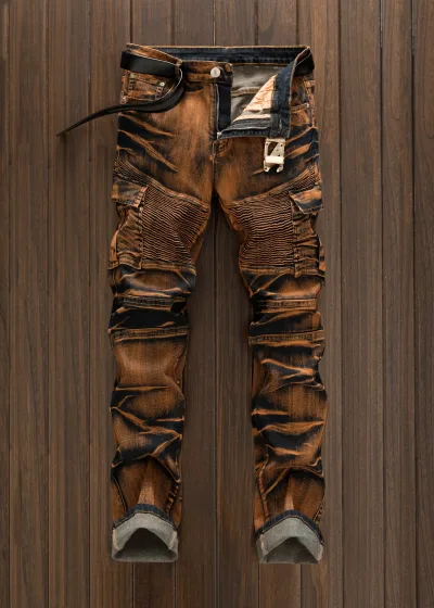 Jean slim homme tie-dye multi-poches