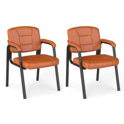 Lot de 2 chaises visiteur simili cuir et métal