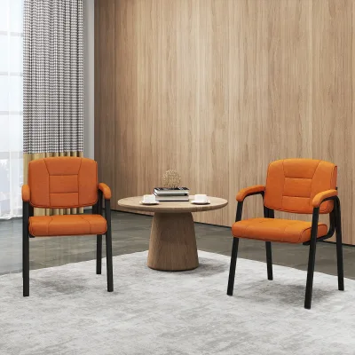 Lot de 2 chaises visiteur simili cuir et métal – image 2