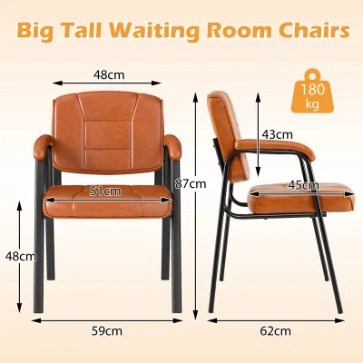 Lot de 2 chaises visiteur simili cuir et métal – image 3