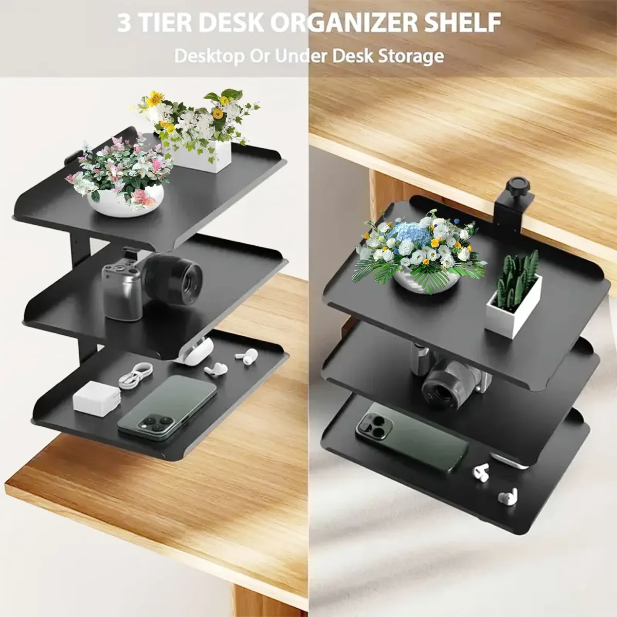 Organisateur de bureau à pince 3 niveaux noir