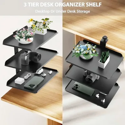 Organisateur de bureau à pince 3 niveaux noir