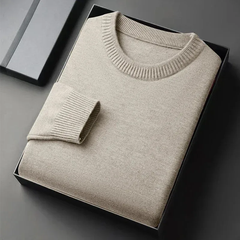 Pull en tricot à col rond uni pour homme