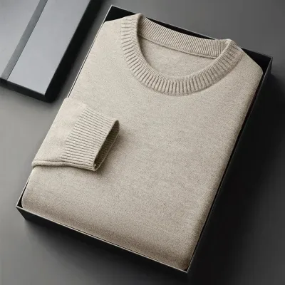 Pull en tricot à col rond uni pour homme