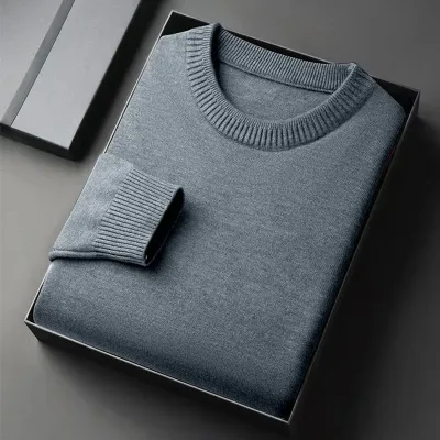 Pull en tricot à col rond uni pour homme – image 2