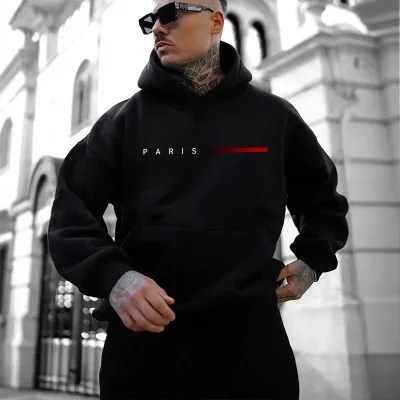 Sweat à capuche homme en polyester, décontracté – image 3