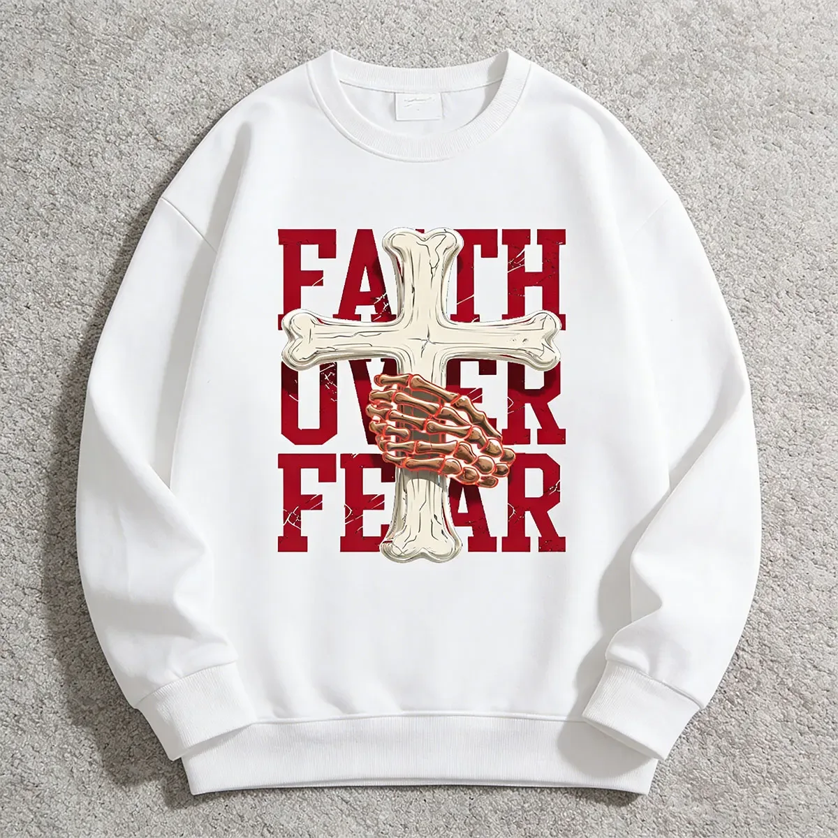Sweat-shirt col rond en coton, coupe ample