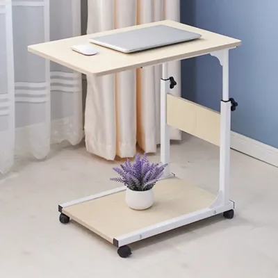 Table d'ordinateur portable blanche à roulettes