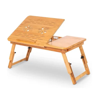 Table de lit pliable en bambou, 66 × 35 × 30 cm