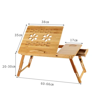 Table de lit pliable en bambou, 66 × 35 × 30 cm – image 2